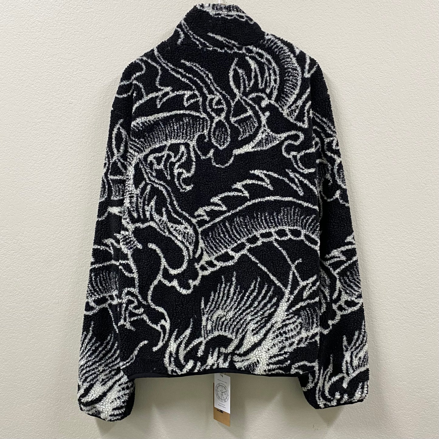 2022 stussy reversible dragon sherpa black zip-up jacket