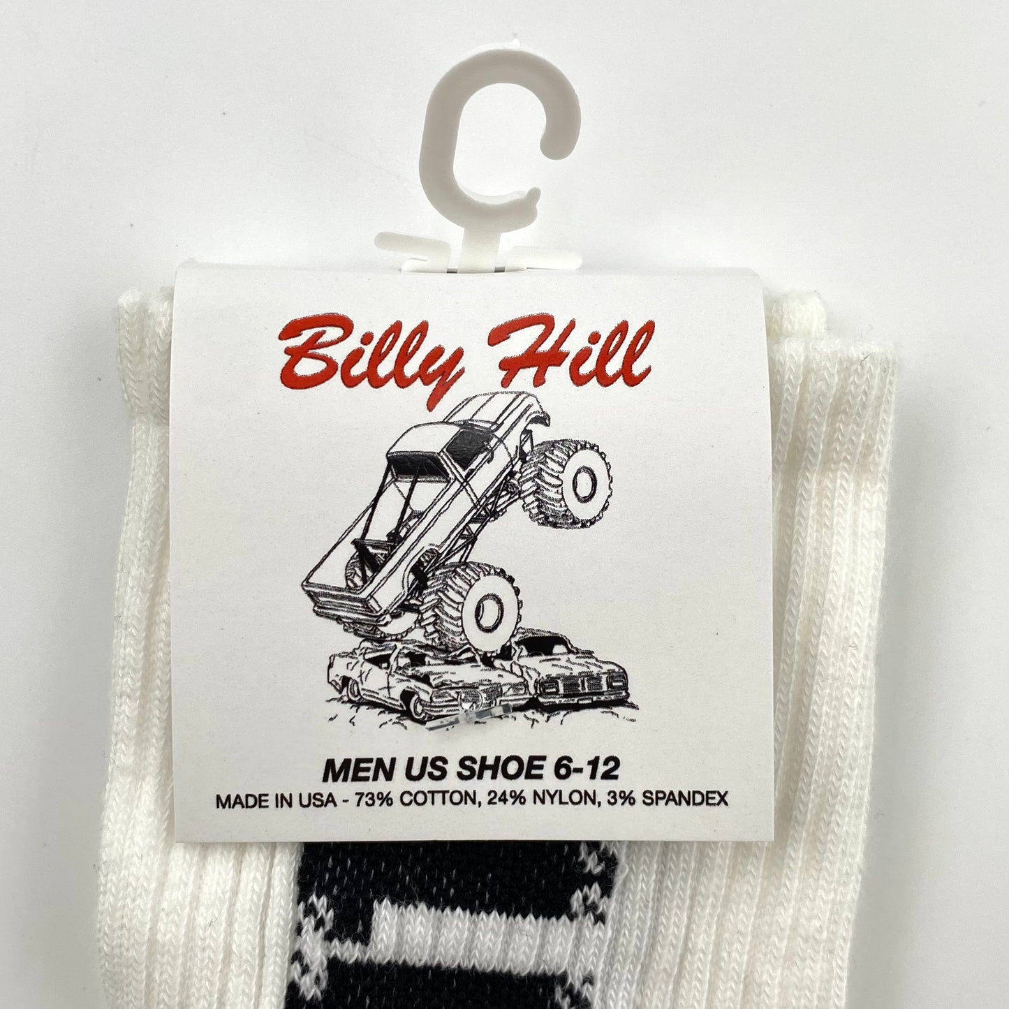 2021 billy hill logo white cotton socks