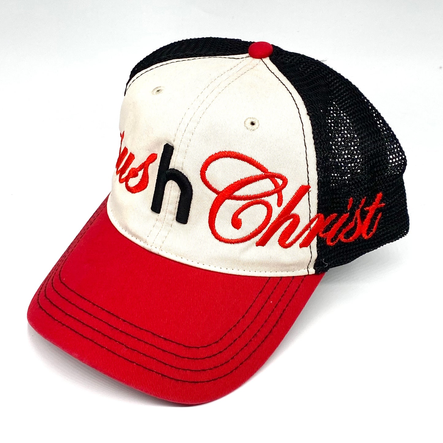 2024 holiday jesus h christ contrast red stitch mesh snapback hat