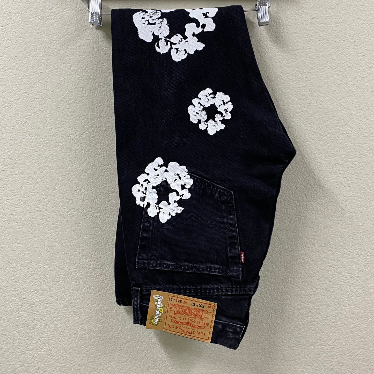 2023 denim tears the cotton wreath black denim jeans