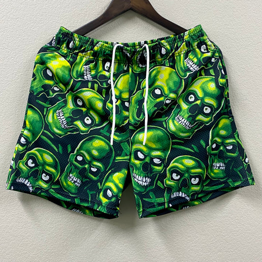 2023 bravest studios green skully mesh shorts