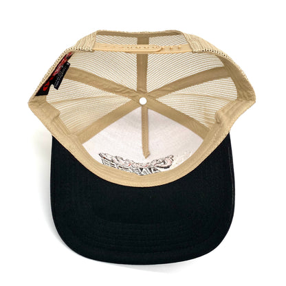 2024 caf racing khaki 5-panel mesh snapback trucker hat