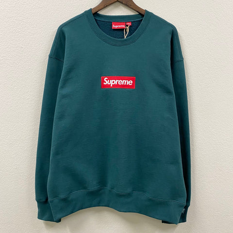 Supreme Box Logo Crewneck (Blue) Heavyweight crossgrain brushed-back fleece  with embroidered logo on chest.