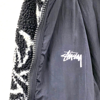 2022 stussy reversible dragon sherpa black zip-up jacket