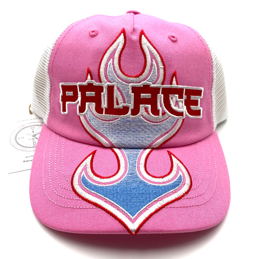 2022 f/w palace flame pink trucker snapback hat