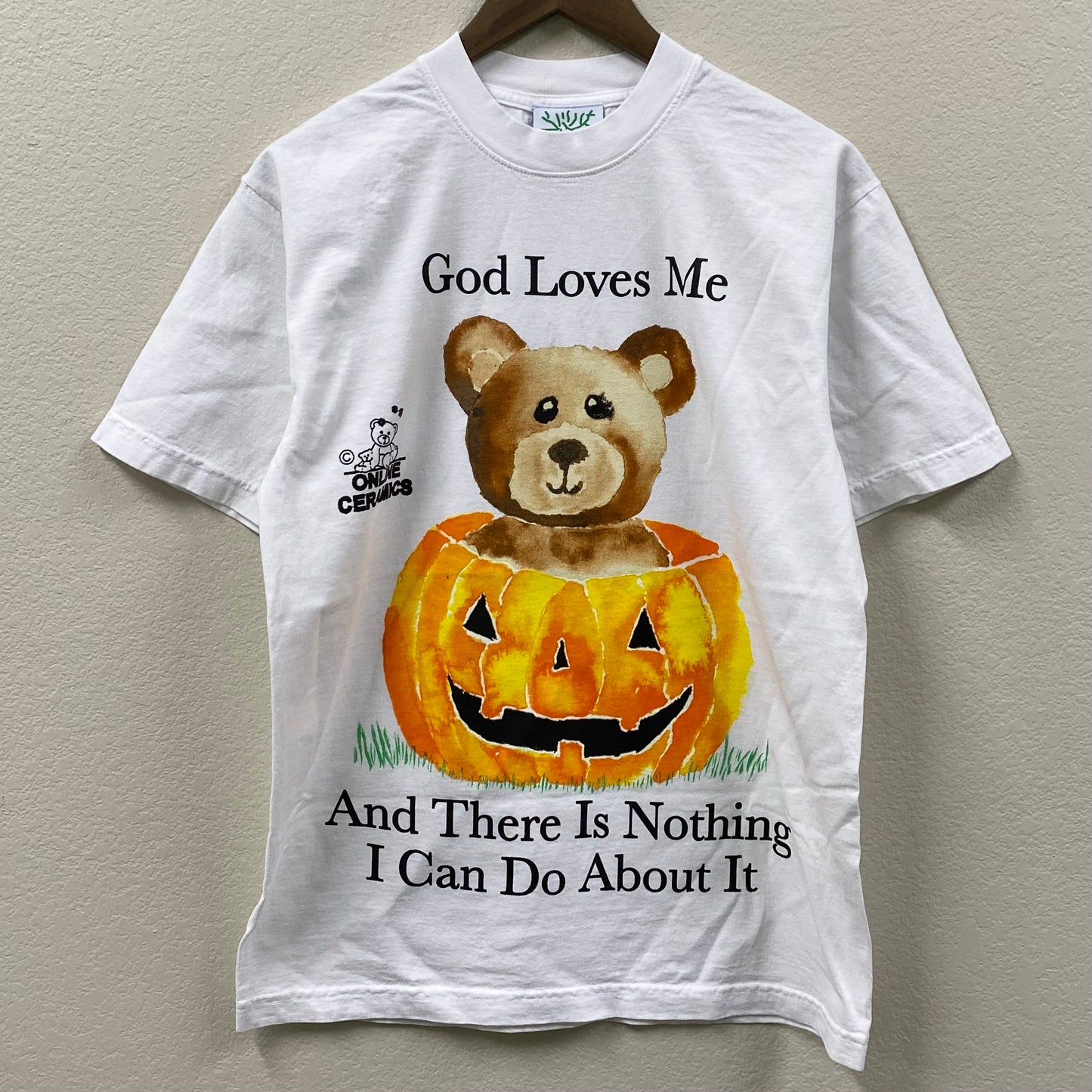 2022 online ceramics god loves me white t-shirt