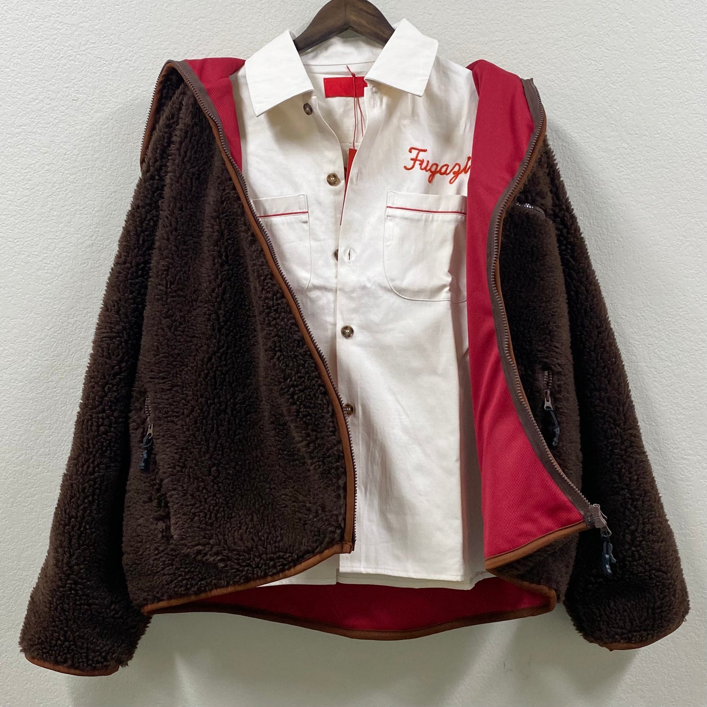 2022 fugazi ninja sherpa brown zip-up jacket
