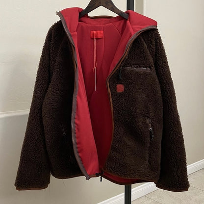 2022 fugazi ninja sherpa brown zip-up jacket