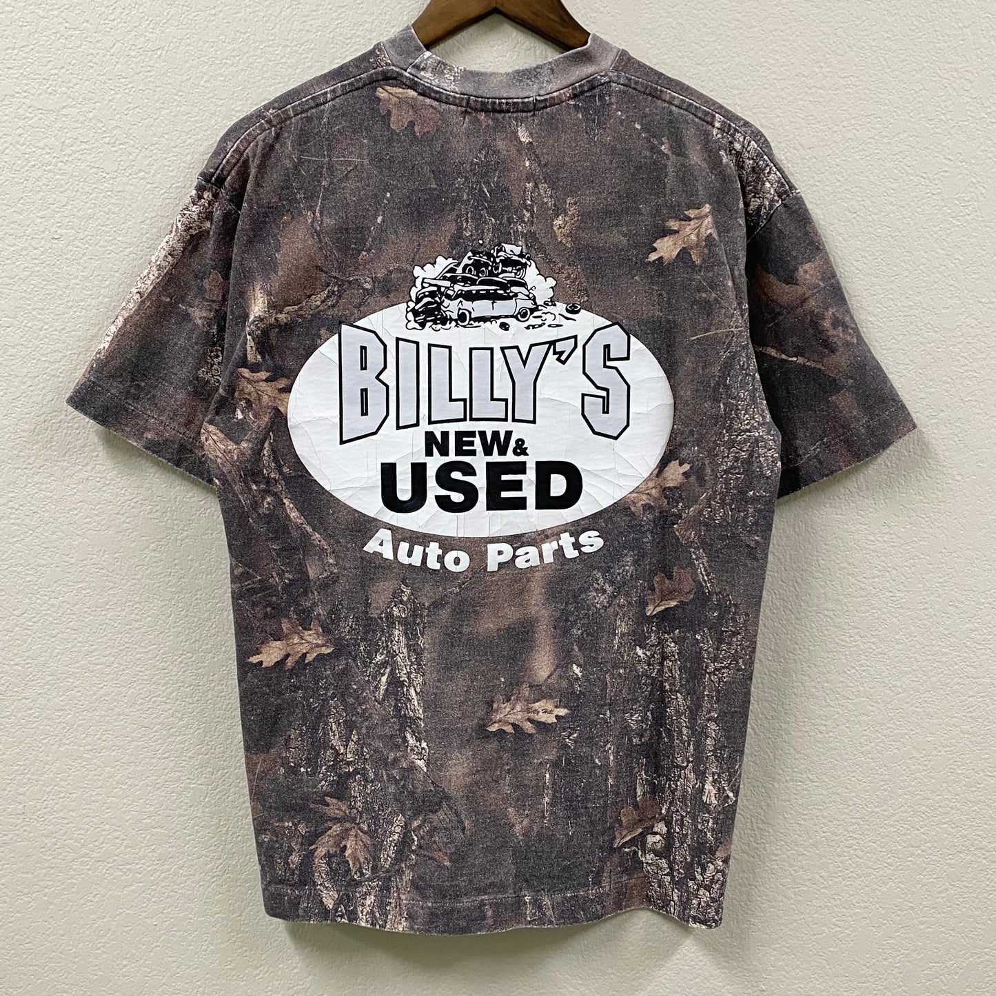 2023 billy hill new & used auto parts sasquatch camo vintage wash t-shirt