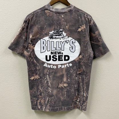 2023 billy hill new & used auto parts sasquatch camo vintage wash t-shirt