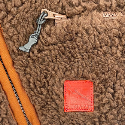 2022 fugazi ninja sherpa brown zip-up jacket