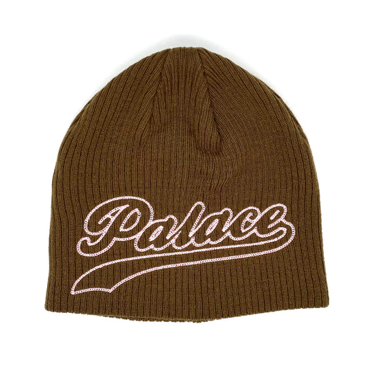 2023 s/s palace script nein cuff brown beanie