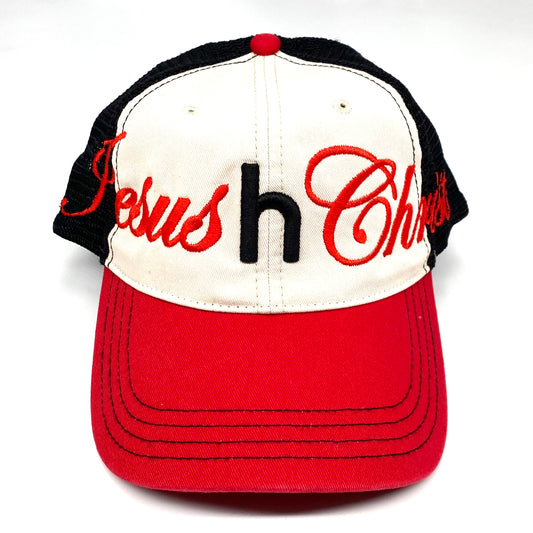 2024 holiday jesus h christ contrast red stitch mesh snapback hat